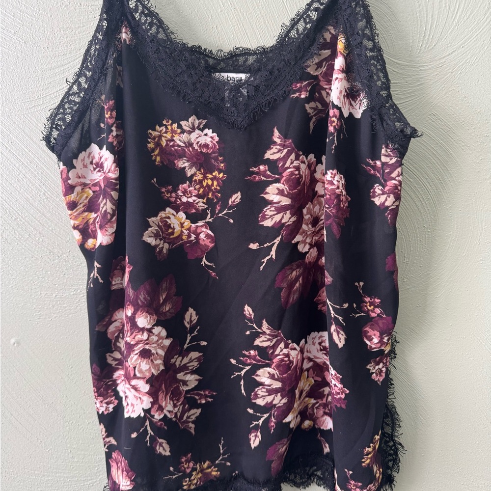 Sheer Floral Lace Trim Camisole